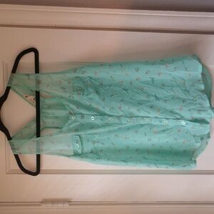 mine Mint Floral Button-Front Sleeveless Tank